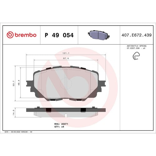 Brembo Front Low Metallic Brake Pads Fits Mazda MX-5 Miata 4 Piece Brakes P49054