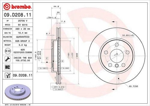 Brembo 09D20811C02  BRAKE ROTORS