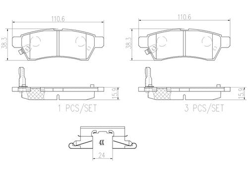 Brembo Rear Ceramic Brake Pads Fits 2005-2021 Nissan Frontier 4 Piece P56077N
