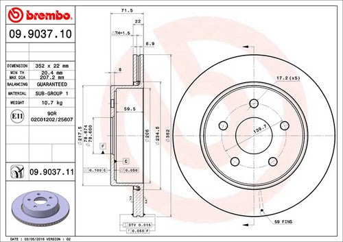 Brembo 09903711C02  BRAKE ROTORS