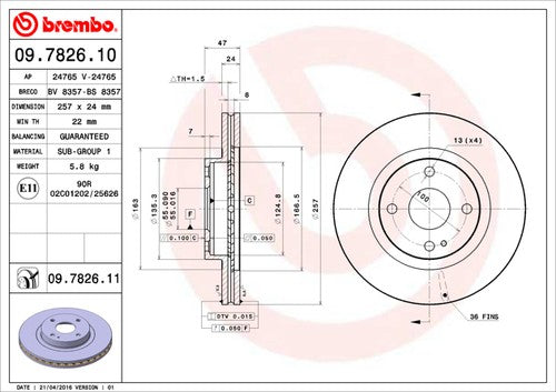 Brembo 09782611C02  BRAKE ROTORS