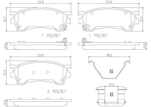 Brembo Front Ceramic Brake Pads Fits 1994-2002 Mazda 626 4 Piece Brakes P49023N