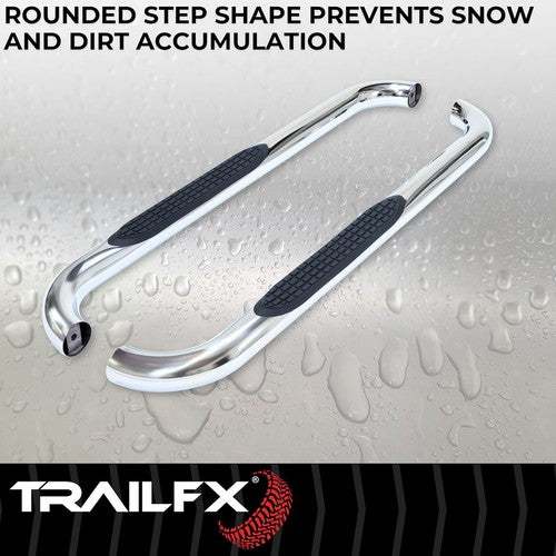 TrailFX A0029S TFX Round Tube Side Steps NERF BAR ROUND 3"