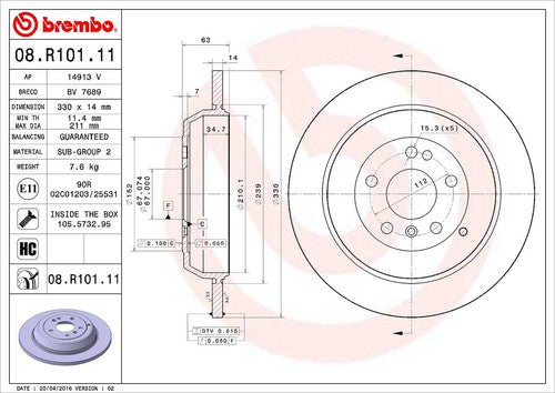 Brembo 08R10111C02  BRAKE ROTORS