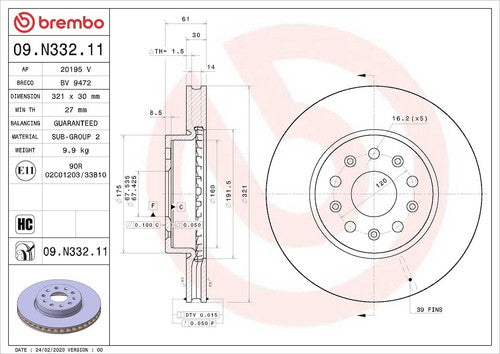 Brembo 09N33211C02 Prime DISC BRAKE KIT