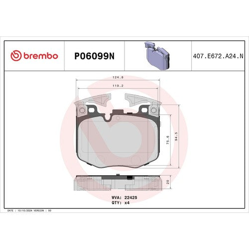 Brembo Front Ceramic Brake Pads Fits 2020-2022 Toyota GR Supra Brake Pad P06099N