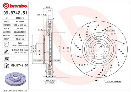 Brembo 09B74251C02  BRAKE ROTORS
