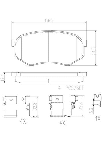 Brembo Front Ceramic Brake Pads Fits 1995-2004 Toyota Tacoma 4 Pc Brakes P83122N