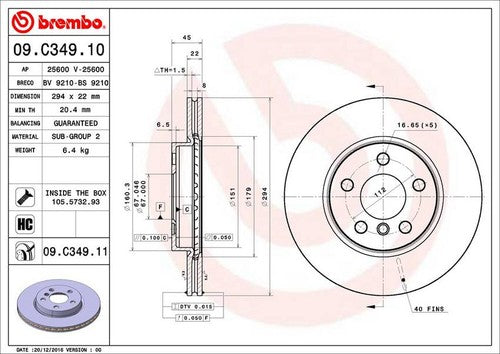 Brembo 09C34911C02  BRAKE ROTORS