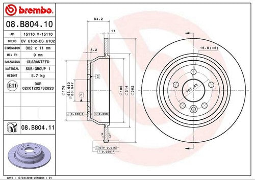 Brembo 08B80411C02  BRAKE ROTORS
