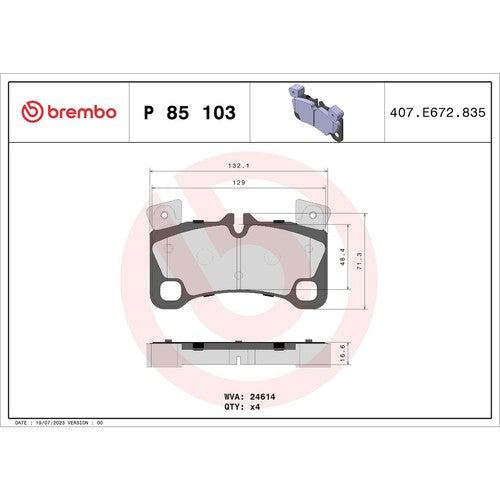 Brembo Brake Pad Low Metallic Fits  2009-2011 Audi A6 Quattro 4 Piece P85103