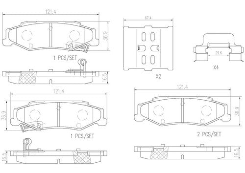 Brembo Rear Ceramic Brake Pads Fits 1997-2013 Chevrolet Corvette 4 Piece P10047N