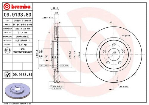 Brembo 09913381C02  BRAKE ROTORS