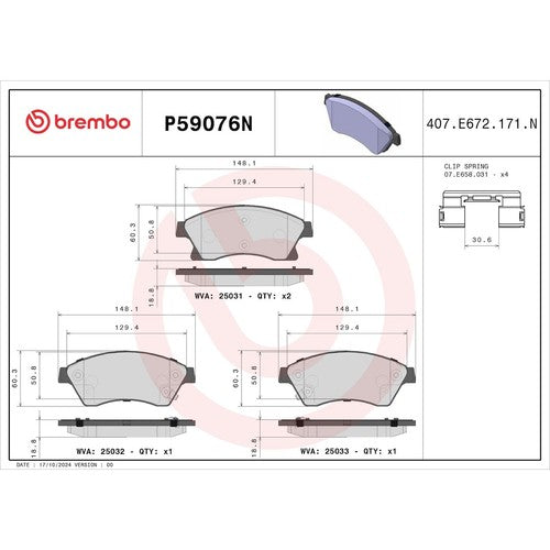 Brembo Front Ceramic Brake Pads Fits 2011-2015 Chevy Cruze 4 Pc Brakes P59076N