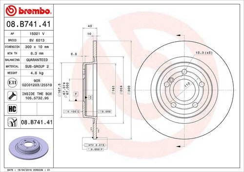 Brembo 08B74141C02  BRAKE ROTORS
