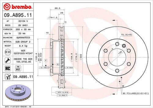 Brembo 09A89511C02  BRAKE ROTORS