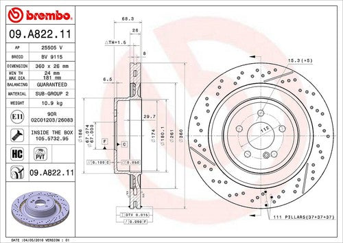 Brembo 09A82211C02  BRAKE ROTORS