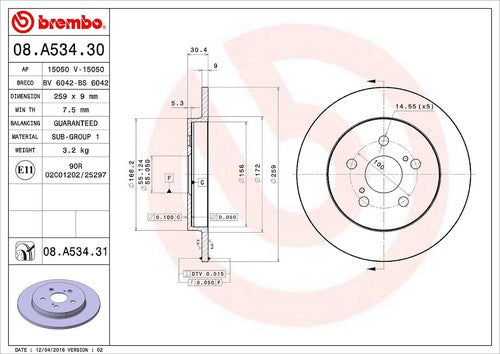 Brembo 08A53431C02  BRAKE ROTORS