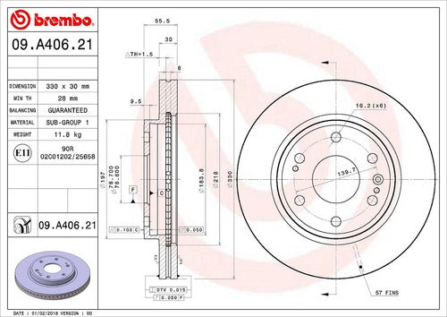 Brembo 09A40621C02  BRAKE ROTORS