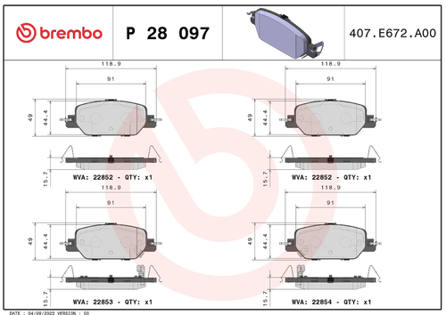 Brembo P28097 PRIME LINE BRAKE PADS