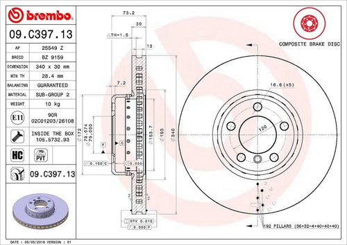 Brembo 09C39713C02  BRAKE ROTORS