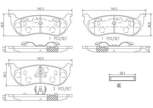Brembo Rear Ceramic Brake Pads Fits 2003-2005 Jeep Wrangler TJ 4 Piece P37013N