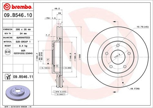 Brembo 09B54611C02  BRAKE ROTORS