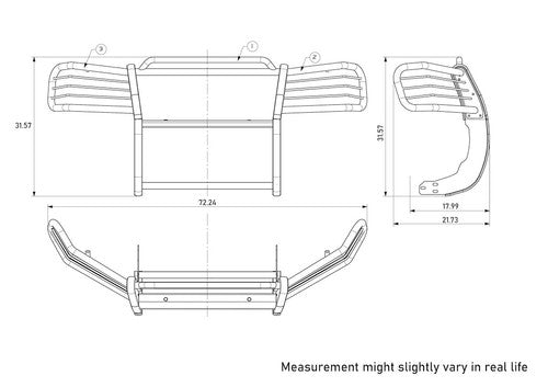Black Horse Offroad 17GD26MSS-PLFB  GRILL GUARD