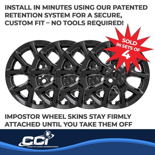 Coast To Coast IWCIMP382BLK Wheel Skin 17 Inch 10 Vent Gloss Black Set Of 4