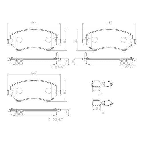 Brembo Front Ceramic Brake Pads Fits 2001-2007 Dodge Caravan 4 Pc Brakes P37007N