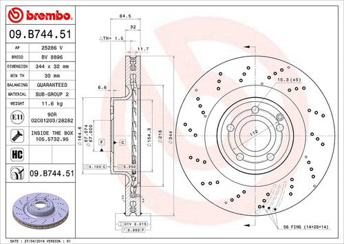 Brembo 09B74451C02  BRAKE ROTORS