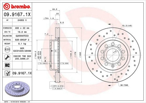 Brembo 0991671XC02 Xtra BRAKE ROTORS