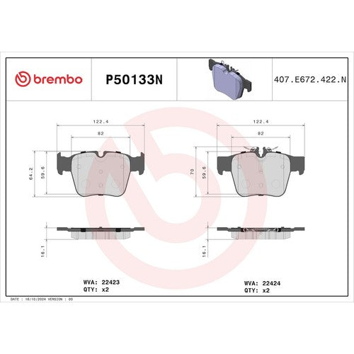 Brembo Rear Ceramic Brake Pads Fits 2017-2021 Mercedes-Benz C43 AMG 4 Pc P50133N