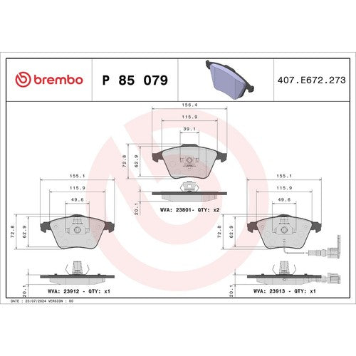 Brembo Front Low Metallic Brake Pads Fits  2012-2013 Volkswagen Golf R P85079