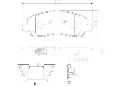 Brembo Front Brake Pads Fits 2007-2017 Jeep Compass 4 Piece Brake Set P18001N