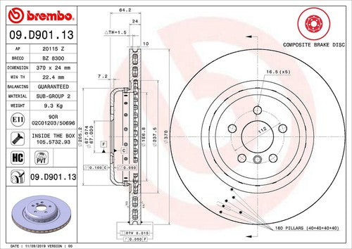 Brembo 09D90113C02  BRAKE ROTORS