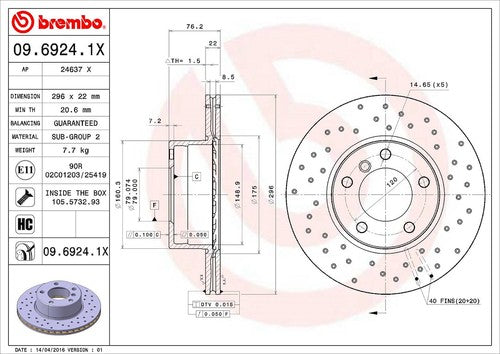 Brembo 0969241XC02 Xtra BRAKE ROTORS