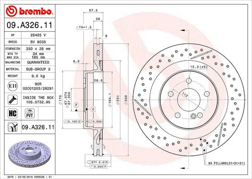 Brembo 09A32611C02  BRAKE ROTORS