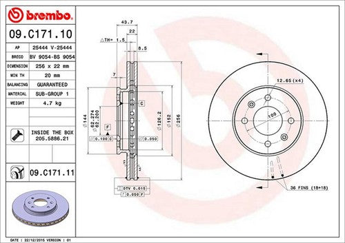 Brembo 09C17111C02  BRAKE ROTORS