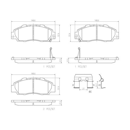 Brembo Front Ceramic Brake Pads Fits 1991-2002 Honda Accord 4 Pc Brakes P28026N