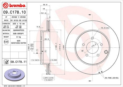 Brembo 09C17811C02  BRAKE ROTORS