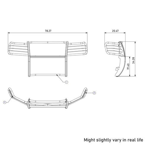 Black Horse Offroad 17GS10MA-PLFR  GRILL GUARD