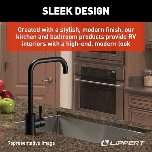 Lippert Components 2021090597 Faucet Square Gooseneck Spout Black Matte