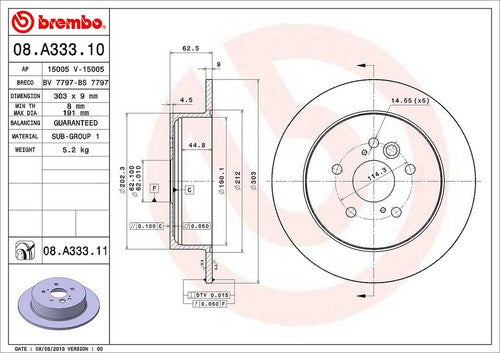 Brembo 08A33311C02  BRAKE ROTORS