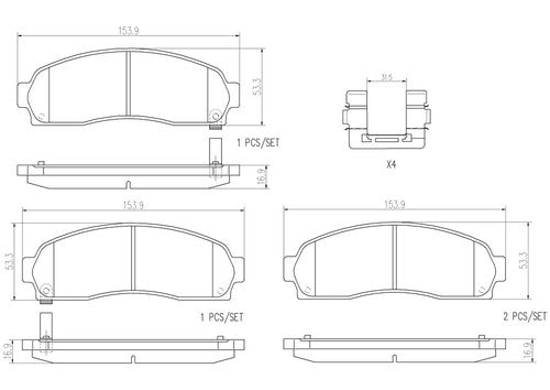 Brembo Front Ceramic Brake Pads Fits 2002-2007 Saturn Vue 4 Piece Brakes P10042N
