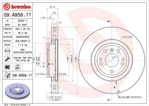 Brembo 09A95611C02  BRAKE ROTORS