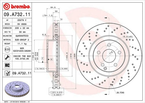 Brembo 09A73211C02  BRAKE ROTORS