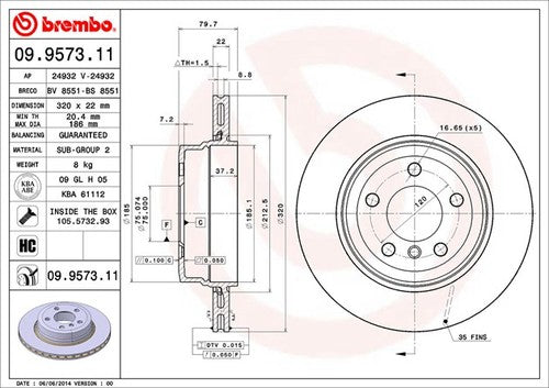 Brembo 09957311C02  BRAKE ROTORS