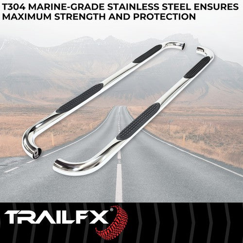 TrailFX 1150522051 TFX Round Tube Side Steps NERF BAR ROUND 3"