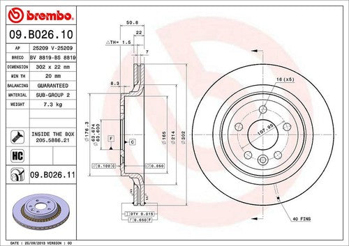 Brembo 09B02611C02  BRAKE ROTORS